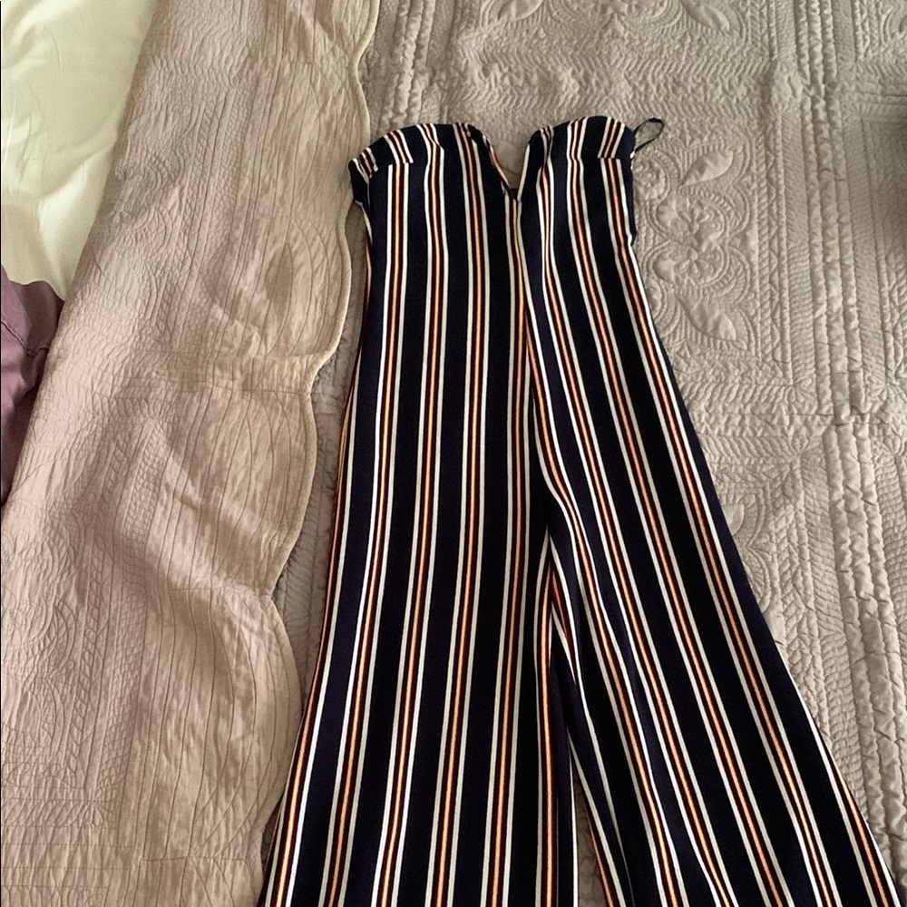 SHEIN Black and White Striped Jumpsuit